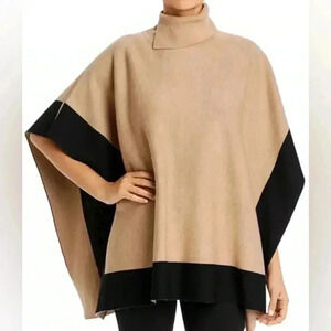 [O/S] Hugo  Boss LISANDRA VIRGIN WOOL PONCHO SWEATER IN CAMEL